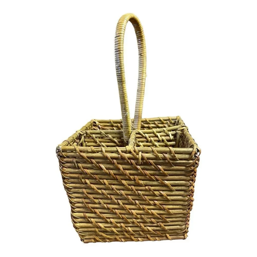 Square Twist Beautiful Decorative Brown Basket Caddy Western Outdoors Country